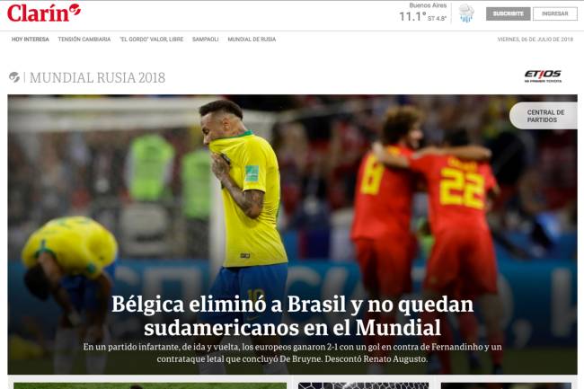 Home page do Clarín Home page do Clarín