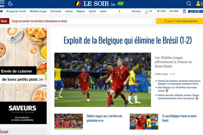 Home page do Le Soir