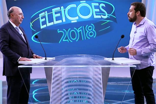 Henrique Meirelles (MDB) e Guilherme Boulos (PSOL), durante debate entre presidenciáveis realizado pela TV Globo - 04/10/2018 Henrique Meirelles (MDB) e Guilherme Boulos (PSOL), durante debate entre presidenciáveis realizado pela TV Globo - 04/10/2018