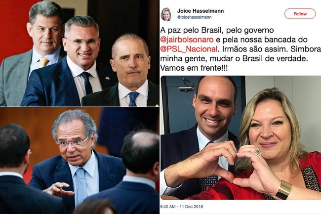 Lorenzoni, Guedes e Joice Hasselmann