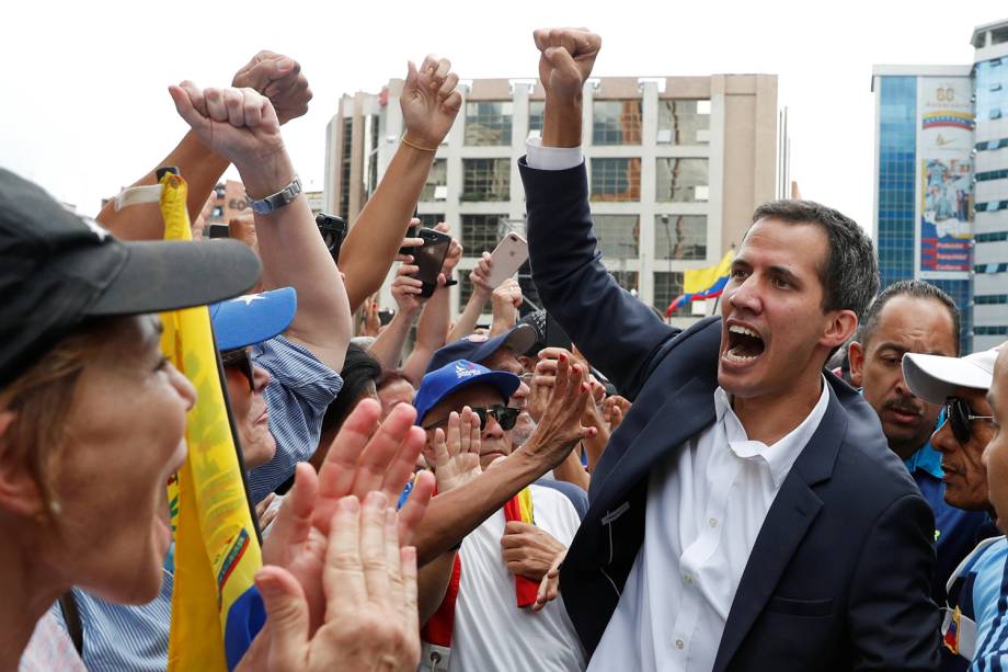 Juan Guaidó, presidente da Assembleia Nacional Venezuela, participa de marcha contra o presidente Nicolás Maduro, em Caracas - 23/01/2019