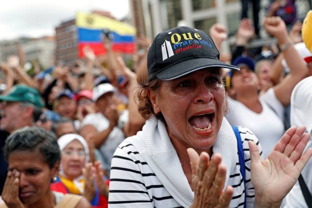 Manifestante participa de marcha contra o presidente Nicolás Maduro em Caracas, Venezuela - 23/01/2019 Manifestante participa de marcha contra o presidente Nicolás Maduro em Caracas, Venezuela - 23/01/2019