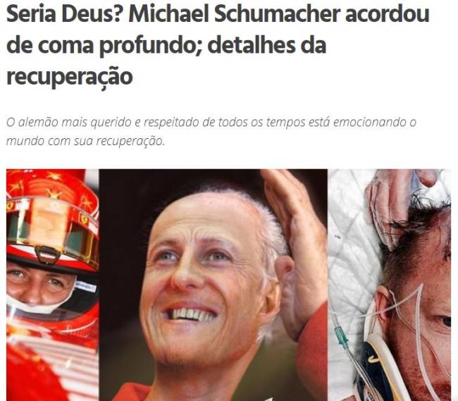 Notícia falsa usa montagem de Schumacher envelhecido