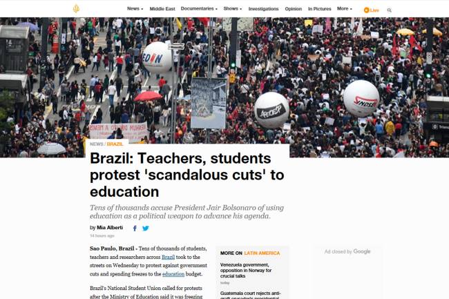 Protesto de estudantes – Repercussão internacional Protesto de estudantes – Repercussão internacional