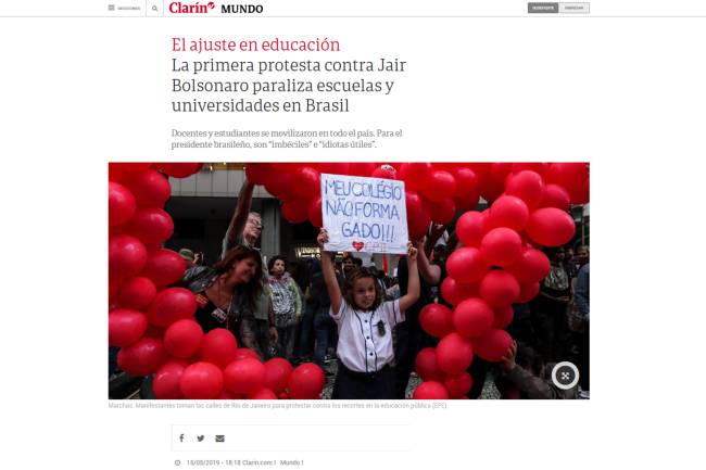 Protesto de estudantes – Repercussão internacional Protesto de estudantes – Repercussão internacional