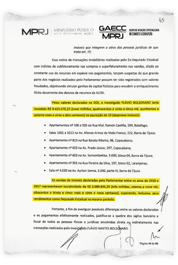 Flávio Bolsonaro – Documento sigiloso do MPRJ – pág 45