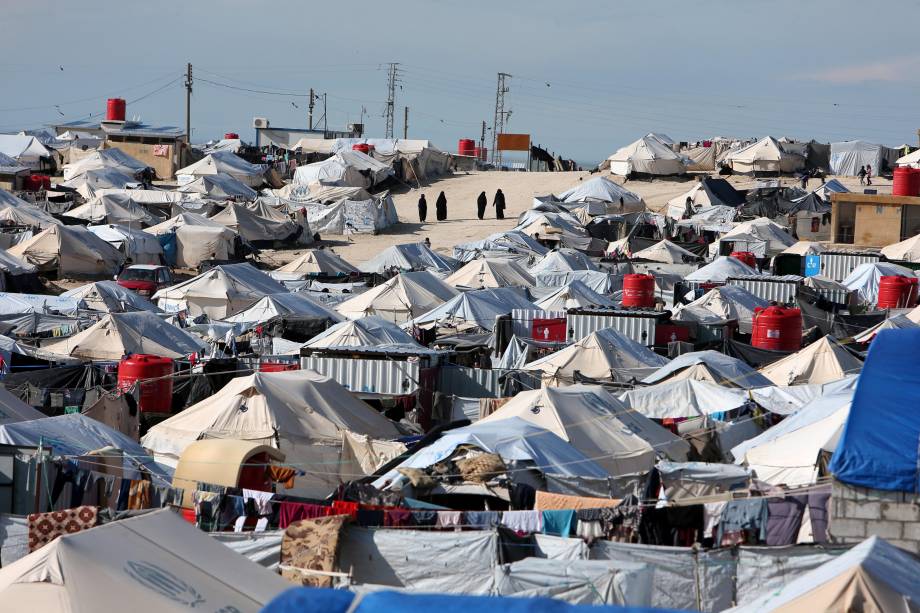 Visão geral do campo de Al-Hol, na província de Hasaka, na Síria