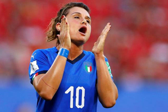 A jogadora italiana Cristiana Girelli durante partida contra o Brasil, válida pela fase de grupos da Copa do Mundo Feminina - 18/06/2019 A jogadora italiana Cristiana Girelli durante partida contra o Brasil, válida pela fase de grupos da Copa do Mundo Feminina - 18/06/2019