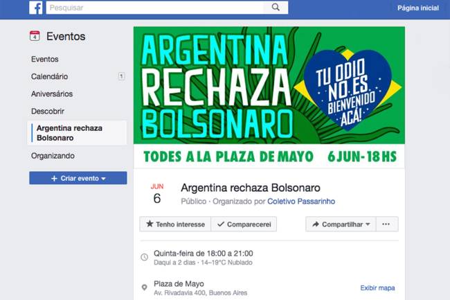 Evento contra a visita de Bolsonaro à Argentina Evento contra a visita de Bolsonaro à Argentina
