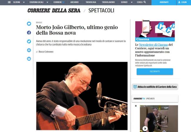 Corriere Della Sera João Gilberto