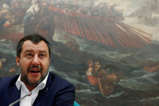 Italy’s Interior Minister and Deputy Prime Minister Matteo Salvini holds a press conference at the Chambers of Deputies. Italy’s Interior Minister and Deputy Prime Minister Matteo Salvini holds a press conference at the Chambers of Deputies.