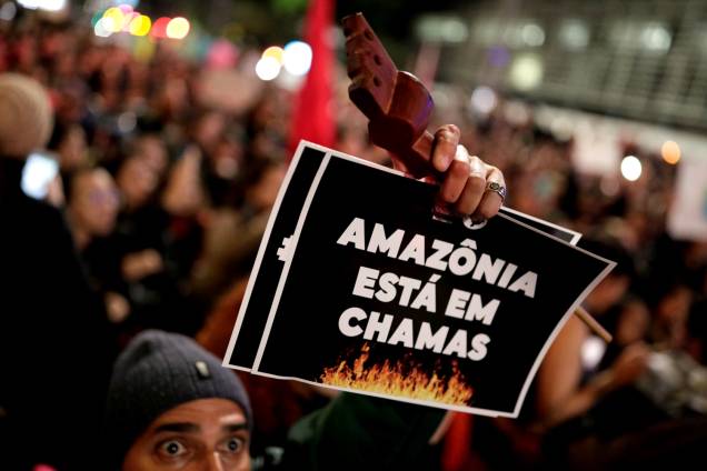 Maiores protestos em defesa da Amazônia no país ocorreram na Avenida Paulista (foto), no centro do Rio e em Brasília - 23/8/2019 Maiores protestos em defesa da Amazônia no país ocorreram na Avenida Paulista (foto), no centro do Rio e em Brasília - 23/8/2019