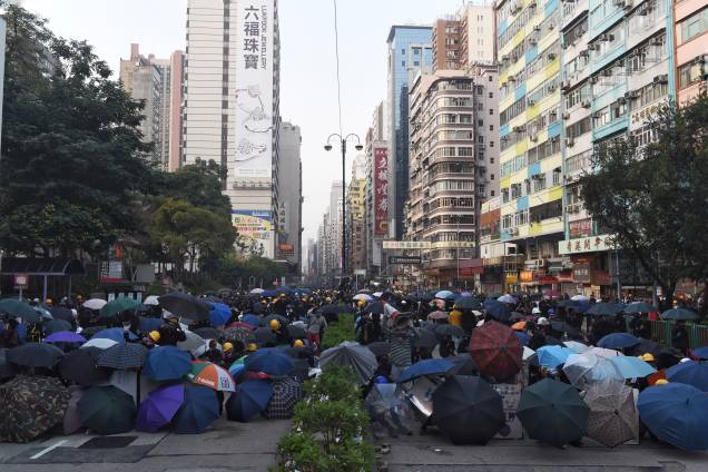 Vista da área de Yau Ma Tei no distrito de Kowloon, enquanto os protestos contra o governo continuam em Hong Kong Vista da área de Yau Ma Tei no distrito de Kowloon, enquanto os protestos contra o governo continuam em Hong Kong