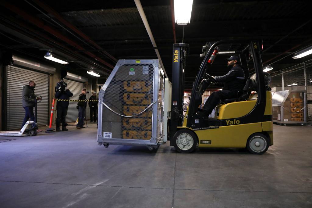 Ventilators at the New York City Emergency Management Warehouse are shipped out for distribution Ventilators at the New York City Emergency Management Warehouse are shipped out for distribution