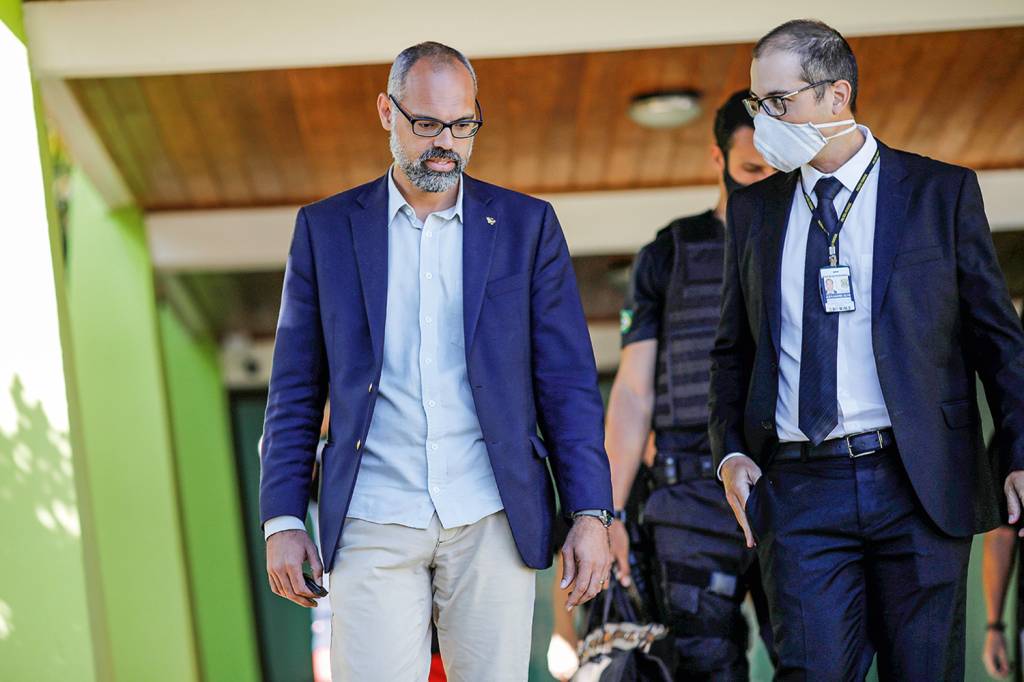 Allan dos Santos is seen during a fake news investigation in his home in Brasilia Allan dos Santos is seen during a fake news investigation in his home in Brasilia