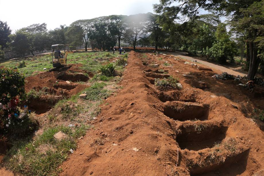 Cemitério da Vila Formosa, o maior da América Latina e responsável pelo sepultamento da maioria dos óbitos causados pela Covid-19 na cidade de São Paulo.