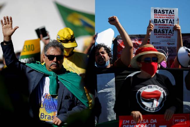 Atos pró e contra Bolsonaro em Brasília Atos pró e contra Bolsonaro em Brasília
