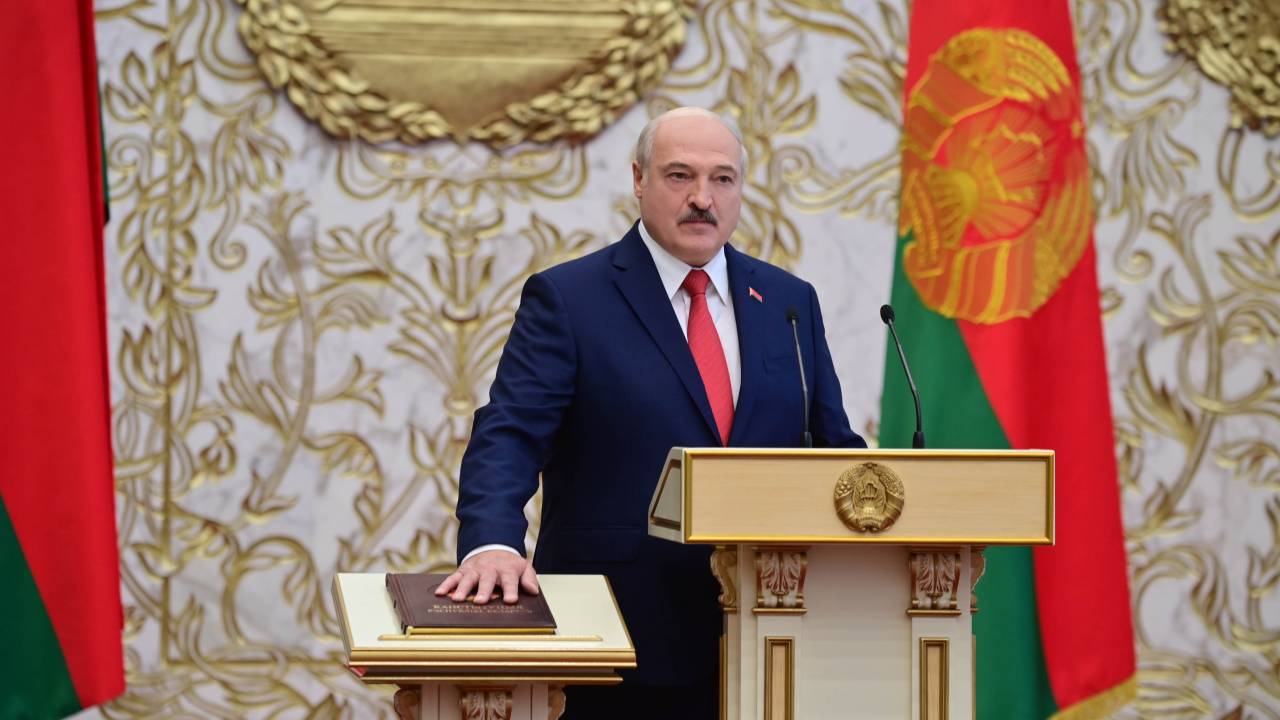 Presidente bielorrusso, Alexander Lukashenko, durante cerimônia de posse em Minsk. 23/09/2020