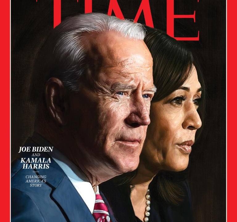 Presidente eleito dos EUA, Joe Biden, e vice, Kamala Harris, na capa da revista Time. 11/12/2020