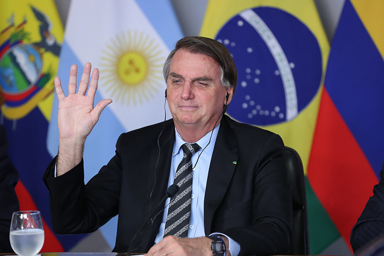 Jair Bolsonaro durante a Reunião Extraordinária de Presidentes do PROSUL por videoconferência -