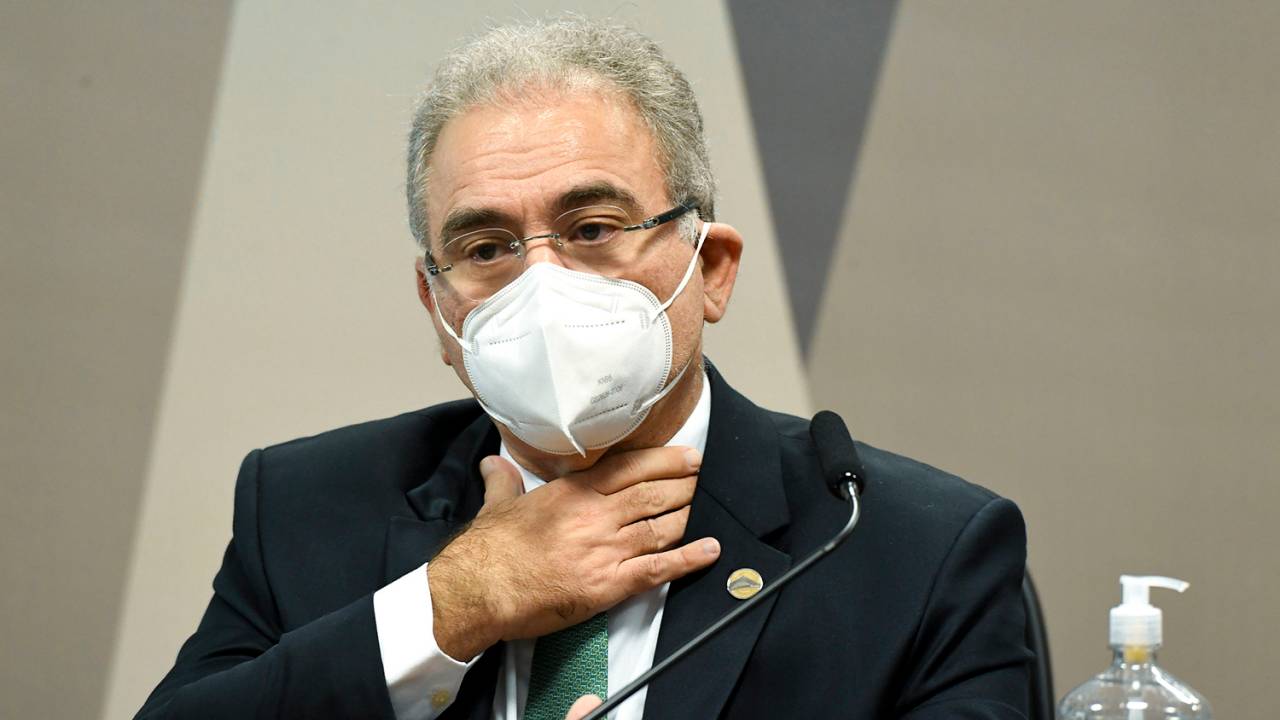 O ministro da Saúde, Marcelo Queiroga, durante a CPI da Covid -
