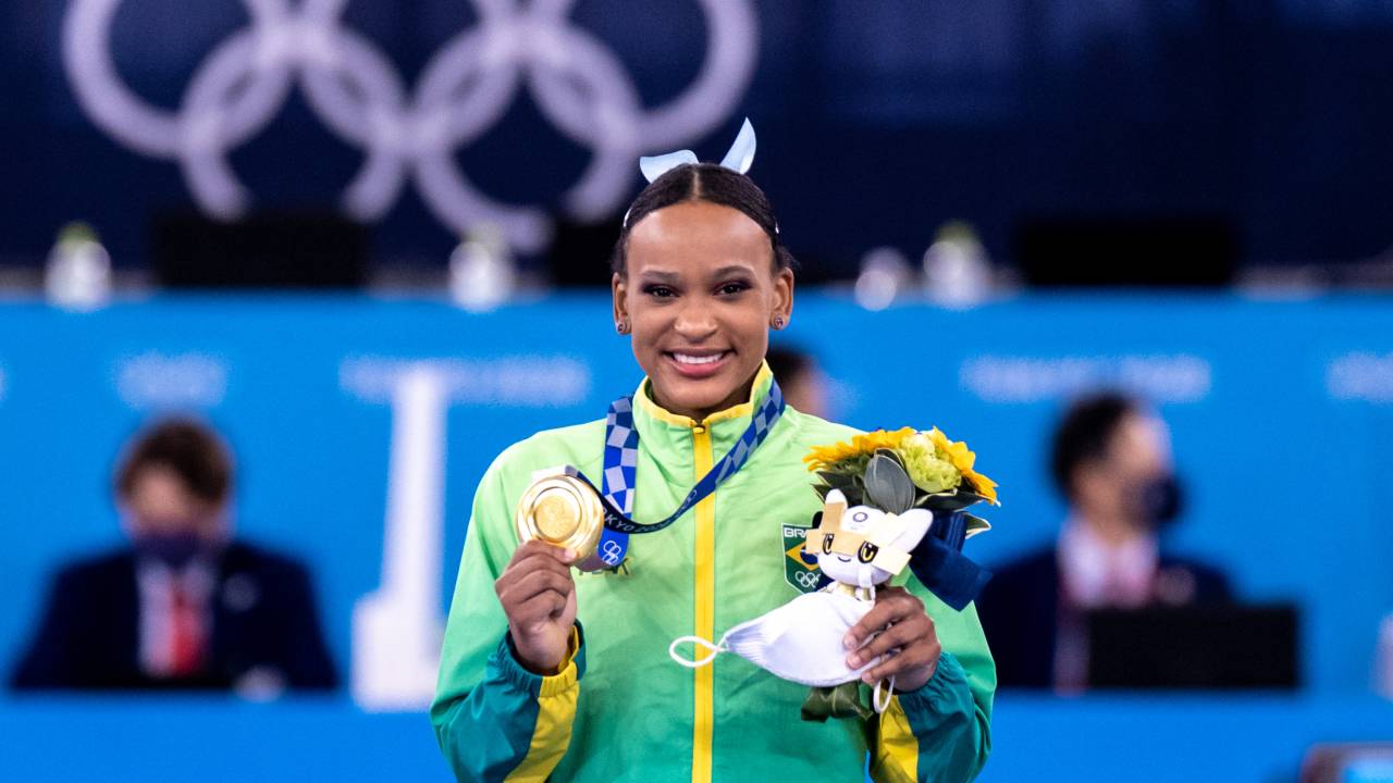 01.08.2021 - Jogos Olímpicos Tóquio 2020 – Rebeca Andrade do Brasil conquista o ouro na final por aparelho - Ariake Gymnastics Centre - Foto: Míriam Jeske/COB