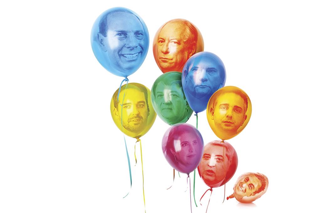balões BALÕES DE ENSAIO - Os nomes testados pelos partidos como alternativas à polarização: o governador João Doria (PSDB), o ex-ministro Ciro Gomes (PDT), o governador Eduardo Leite (PSDB), o ex-ministro Mandetta (DEM), o ex-juiz Sergio Moro (Podemos), a senadora Simone Tebet (MDB), o senador Rodrigo Pacheco (DEM), o apresentador José Luiz Datena (PSL) e o apresentador Luciano Huck, que já desistiu -