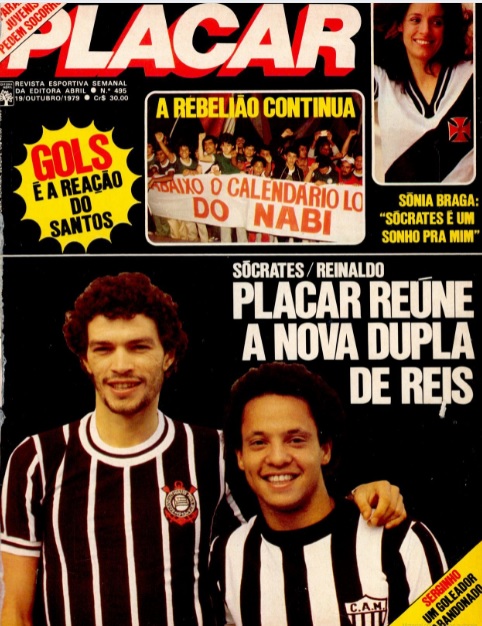 Sócrates e Reinaldo em capa da PLACAR de 1979 Sócrates e Reinaldo em capa da PLACAR de 1979