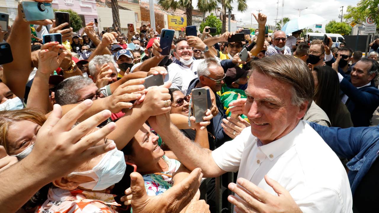 O presidente Jair Bolsonaro, em Russas (CE)