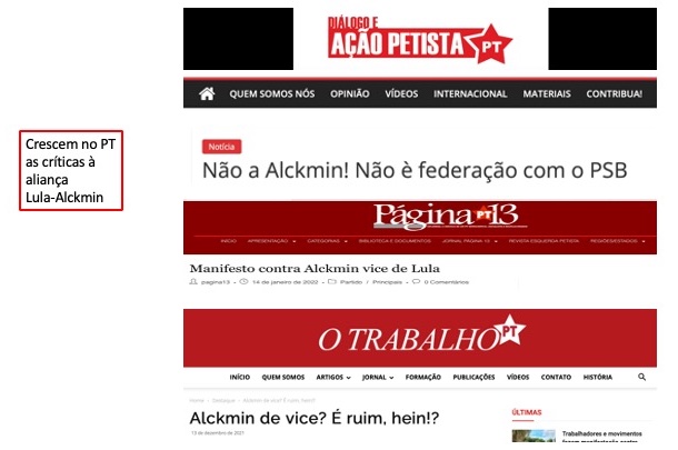 Críticas no PT a Alckmin .