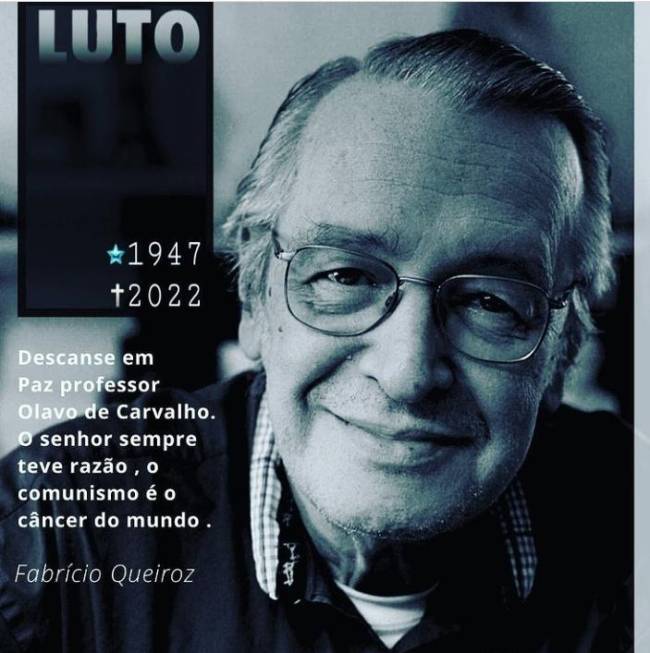 mensagem de fabricio queiroz sobre a morte de olavo de carvalho