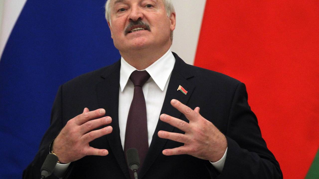 MOSCOW, RUSSIA - SEPTEMBER 09: (RUSSIA OUT) Belarussian President Alexander Lukashenko seen during a joint press conference at the Kremlin on September 9, 2021 in Moscow, Russia. President of Belarus Alexander Lukashenko is having a one-day visit to Russia. (Photo by Mikhail Svetlov/Getty Images)