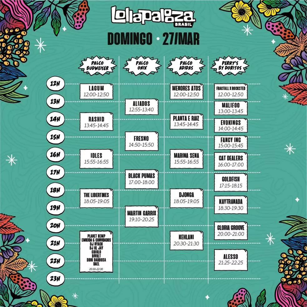 Nova programação de domingo do Lollapalooza sem o Foo Fighters