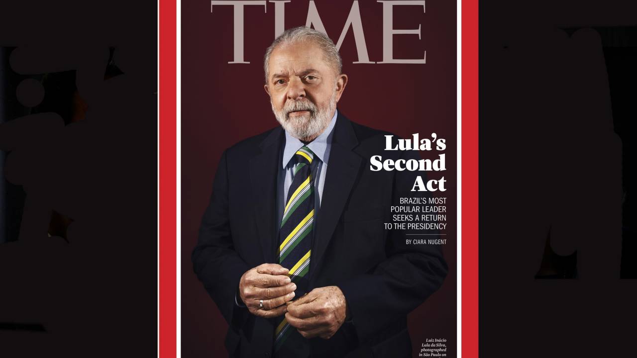 Capa da 'Time': "O presidente mais popular do Brasil retorna do exílio político com a promessa de salvar a nação" (4/5/2021) Entrevista com Lula.