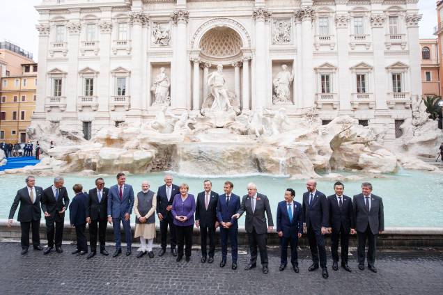Cúpula dos Líderes do G20 `a frente da Fontana di Trevi em Roma, Itália, 31/10/2021. Cúpula dos Líderes do G20 `a frente da Fontana di Trevi em Roma, Itália, 31/10/2021.