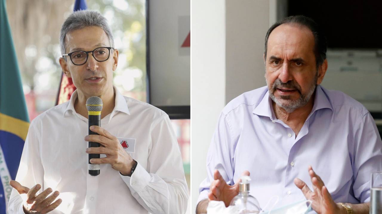 O governador de Minas Gerais, Romeu Zema (Novo), e o ex-prefeito de Belo Horizonte, Alexandre Kalil (PSD) -