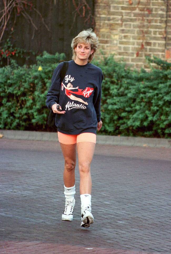 In memory of Diana, Princess of Wales, who was killed in an automobile accident in Paris, France on August 31, 1997. LONDON - NOVEMBER 1995: Princess Diana, Princess of Wales, wearing Virgin Atlantic sweatshirt, leaves Chelsea Harbour Club, London in November, 1995. (Photo by Anwar Hussein/WireImage)