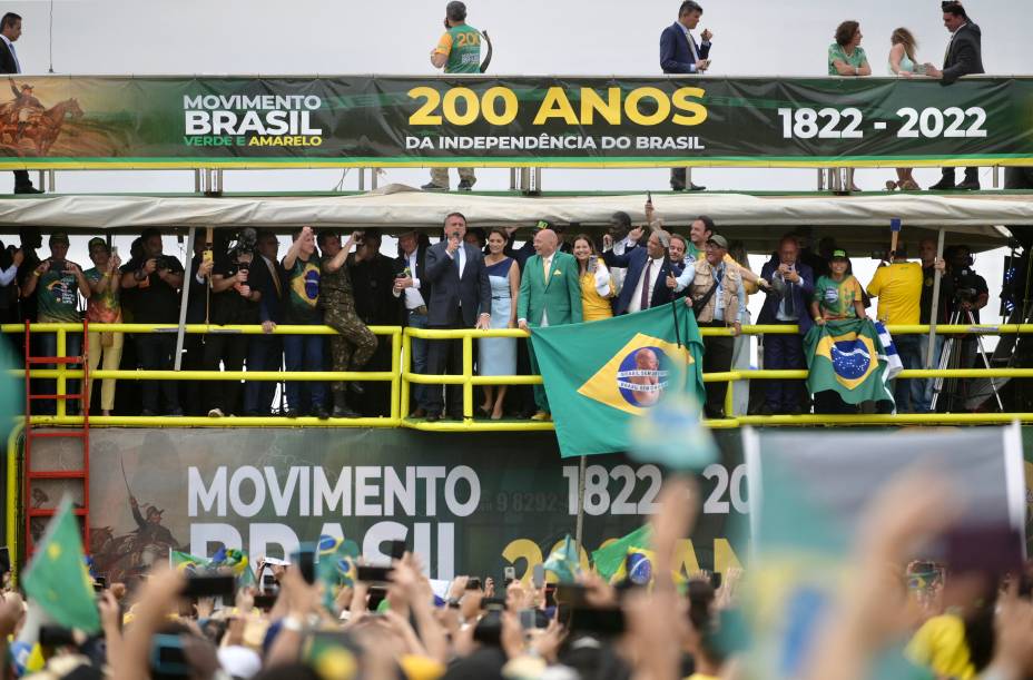 Jair Bolsonaro durante seu discurso em Brasília -