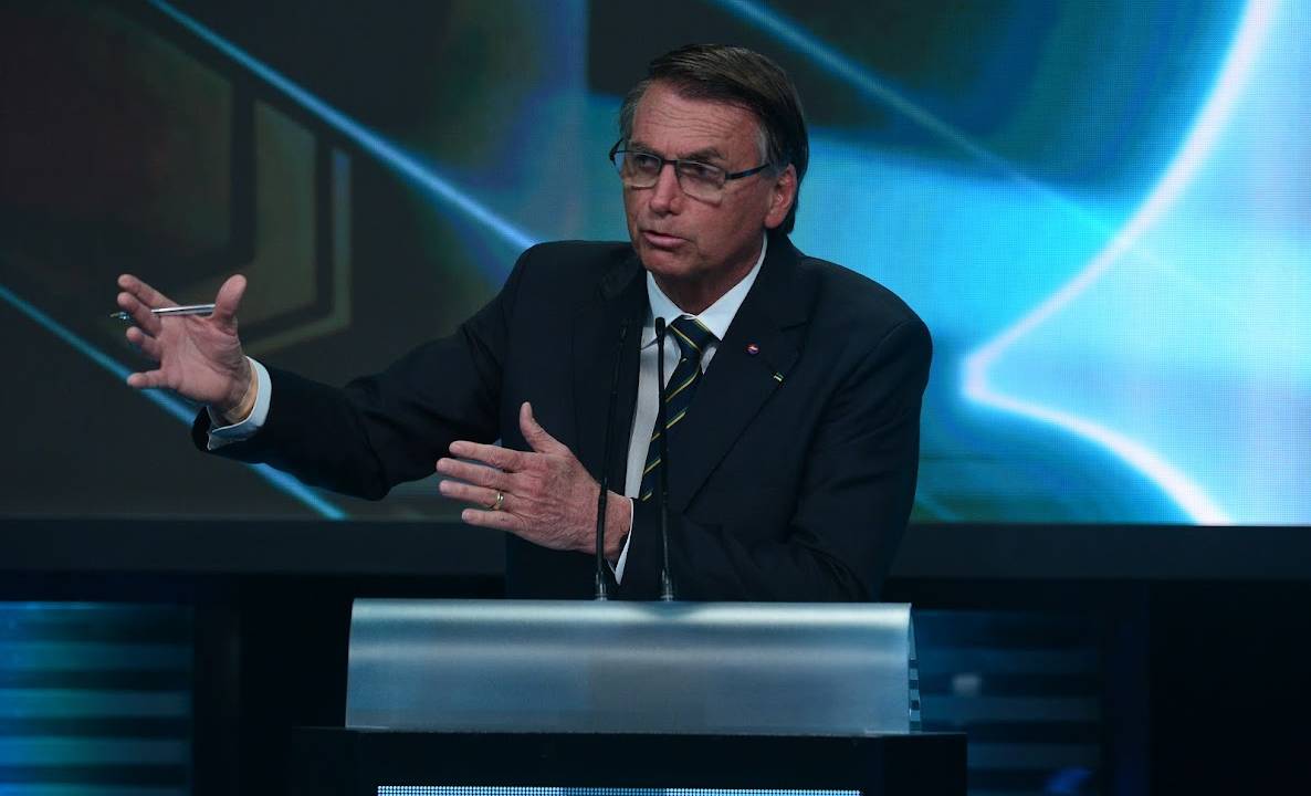 O presidente Jair Bolsonaro (PL), durante o debate VEJA