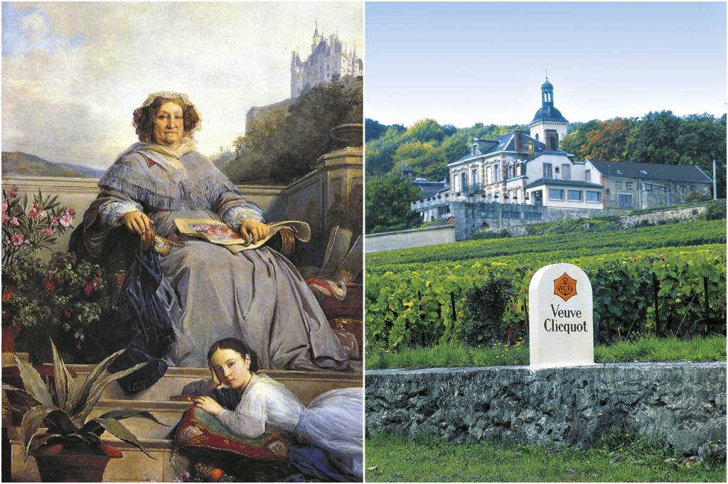 Madame-Clicquot—Anne-de-Mortemart-Rochechouart-by-Leon-Cogniet.jpg ELA VENCEU PELO CANSAÇO - Nascida Barbe-Nicole Ponsardin, a viúva Clicquot (no retrato, com a bisneta, Anne) insistiu com o sogro, Philippe Clicquot, para investir no negócio de vinhos da família, em Reims, onde ficam os vinhedos (ao lado) -