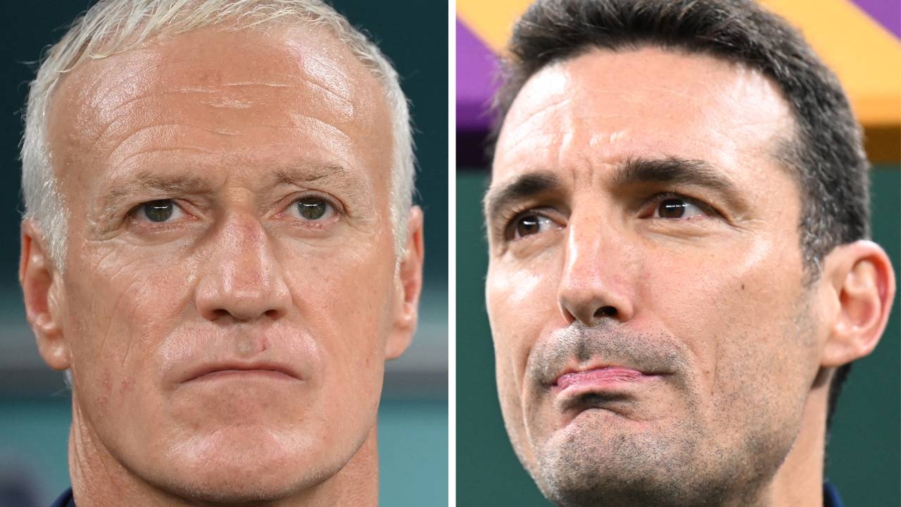 Deschamps, de 54 anos, e Scaloni, de 44: estilos bastante distintos