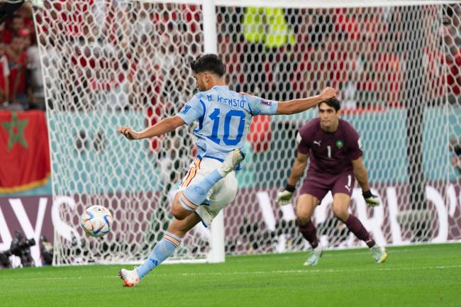 MARROCOS X ESPANHACOPA DO MUNDO FIFA, CATAR 202206/12/2022 Asensio chuta para fora a melhor oportunidade no primeiro tempo -