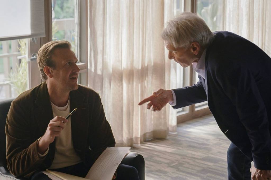 apple-tv-falando-a-real-jason-segel-harrison-ford Jason Segel e Harrison Ford em 'Falando a Real', série da Apple TV+