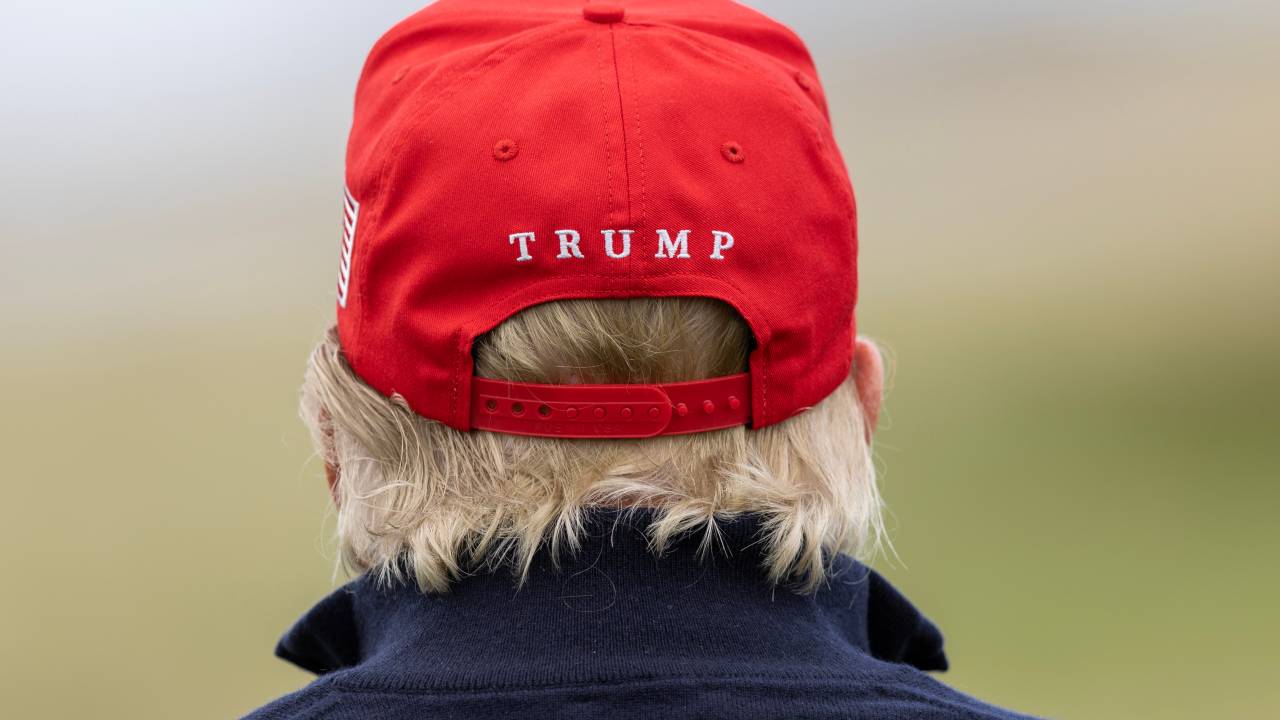TURNBERRY, SCOTLAND - MAY 02: Former U.S. President Donald Trump during a round of golf at his Turnberry course on May 2, 2023 in Turnberry, Scotland. Former U.S. President Donald Trump is visiting his golf courses in Scotland and Ireland. Back in the United States, he faces legal action on 34 counts of falsifying business records. (Photo by Robert Perry/Getty Images)