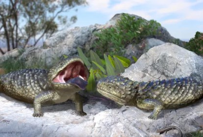 Representação digital do Tiliqua fringens, espécie australiana que viveu há cerca de 50 mil anos, junto com megafauna extinta -