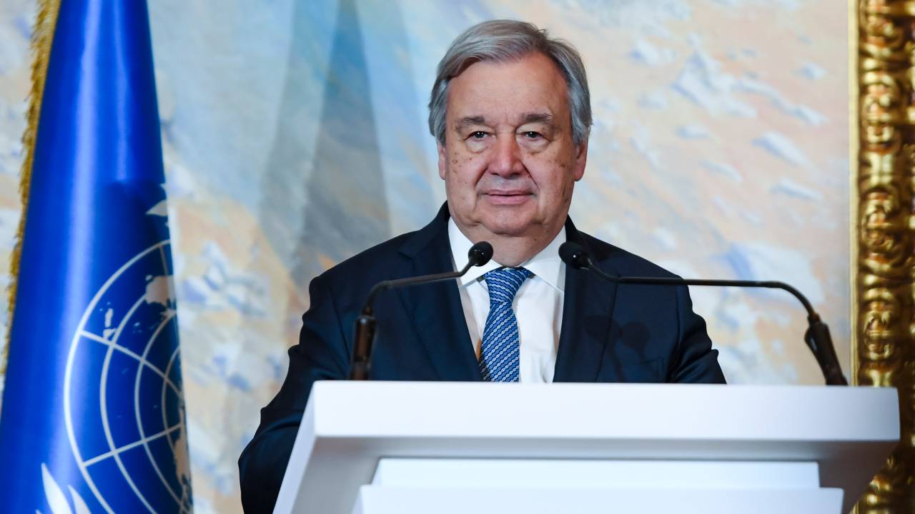 , delivers a press statement to media after a meeting of envoys from more than 20 countries on Afghanistan in Doha, Qatar, 02 May 2023. (Photo by Noushad Thekkayil/NurPhoto via Getty Images)