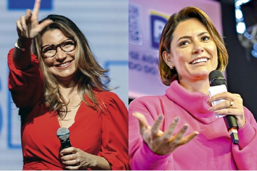 A primeira-dama Janja da Silva e a ex-primeira-dama Michelle Bolsonaro