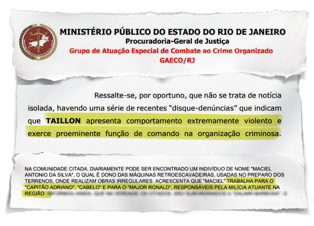 Rasgado A RODA DO PODER - Denúncia do MP: Taillon aparece como o chefe do bando que Adriano comandou