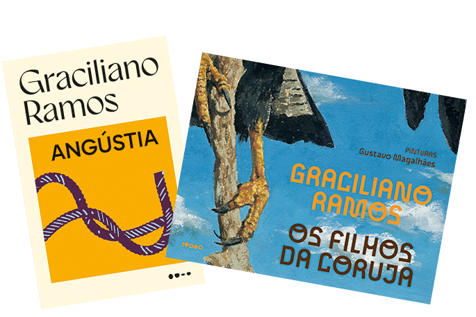 CAPA ANGÚSTIA E OS FILHOS DA CORUJA, de Graciliano Ramos (Todavia/Baião; 320 e 36 páginas; 64,90 e 66,90 reais; e 29,90 e 39,90 reais em e-book)