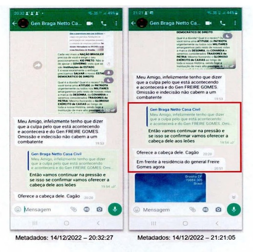 Conversa entre Braga Netto e Ailton Barros, em 14 de dezembro de 2022 Conversa entre Braga Netto e Ailton Barros, em 14 de dezembro de 2022